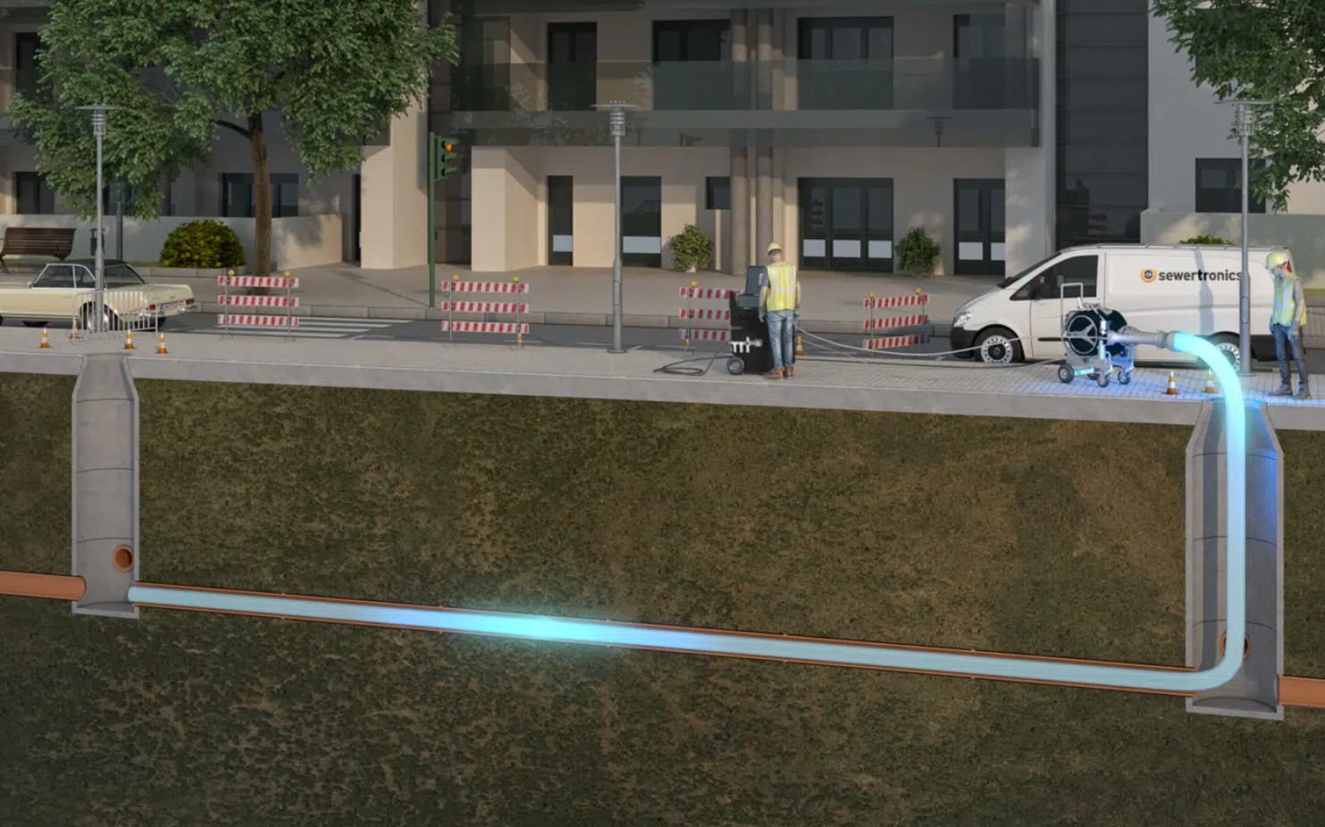 Urządzenie do naprawy kanalizacji i rur światłem LED